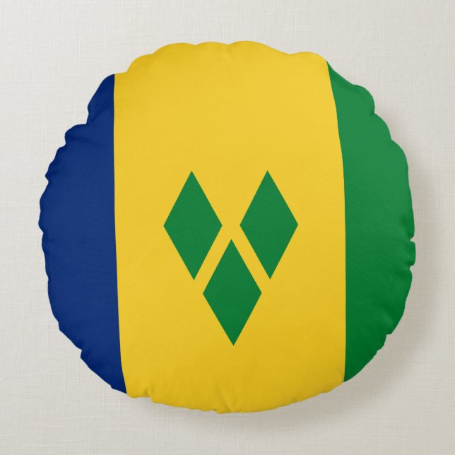 Flagga Saint Vincent och Grenadinerna Rund Kudde (Framsidan)