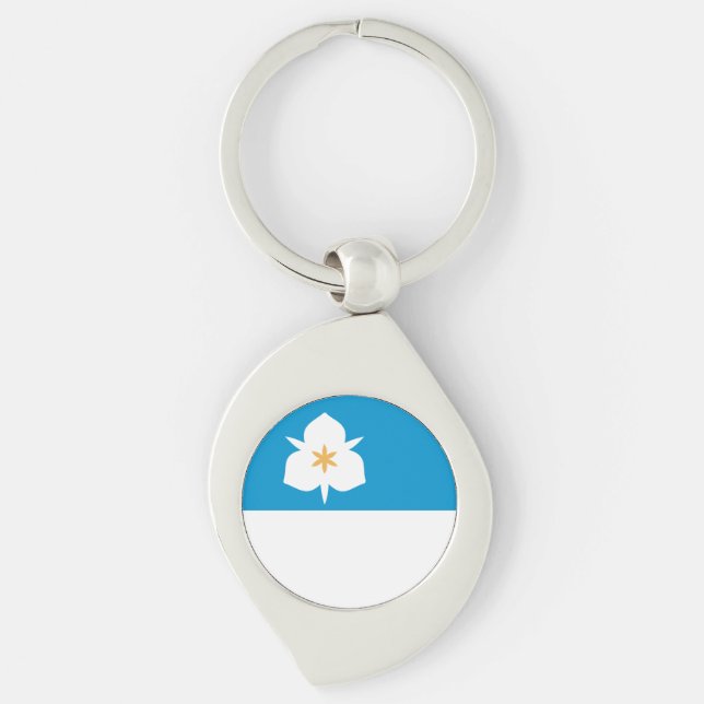 Flagga Salt Sjö City, Utah Swirl Silverfärgad Nyckelring (Framsidan)