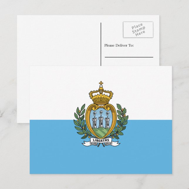 Flagga Sammarinese, Flagga San Marino Vykort (Fram/baksida)