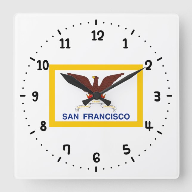 Flagga San Francisco Square Wall Clock Fyrkantig Klocka (Framsida)