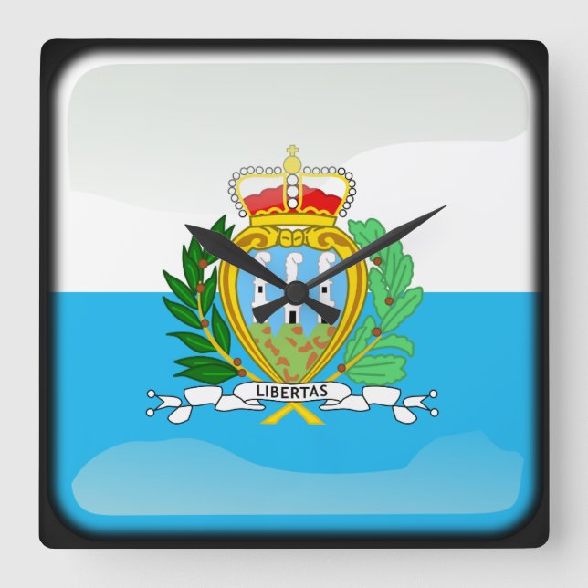 Flagga San Marino Fyrkantig Klocka (Framsida)