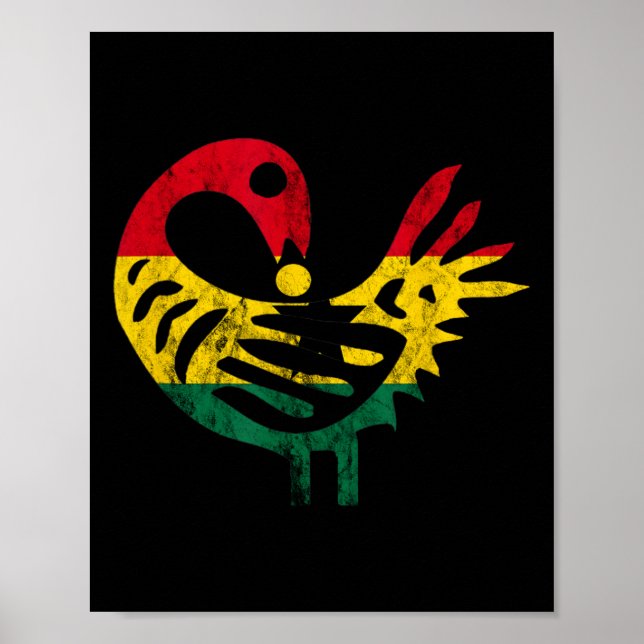 Flagga Sankofa African Bird Ghanese Pride Junttelf Poster (Framsidan)