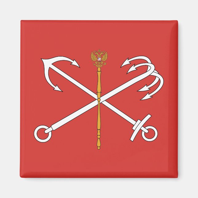 Flagga Sankt Petersburg (Ryssland) Magnet (Framsidan)