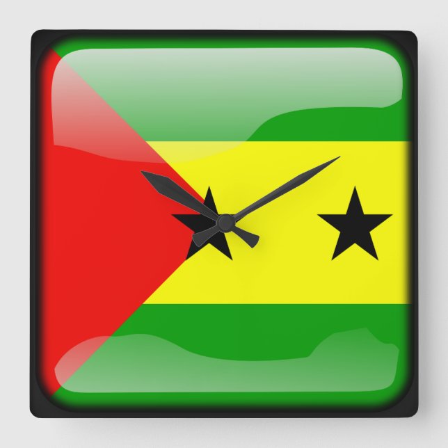 Flagga Sao Tome och Principe Fyrkantig Klocka (Framsida)
