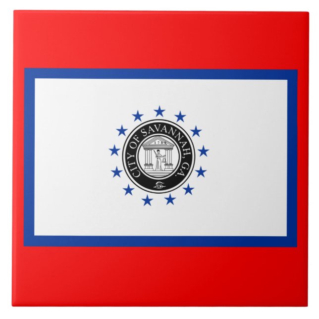 Flagga Savannah (Georgien) Kakelplatta (Framsidan)