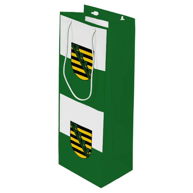 Flagga Saxony Vin Gift Bag (Framsidan Vinklad)