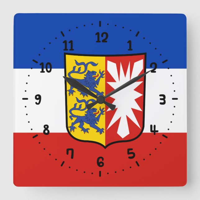 Flagga Schleswig-Holstein Square Wall Clock Fyrkantig Klocka (Framsida)
