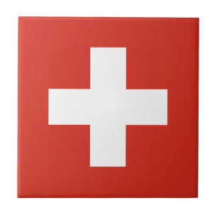 Flagga Schweiz - Die Nationalflaggge der Schwe Kakelplatta