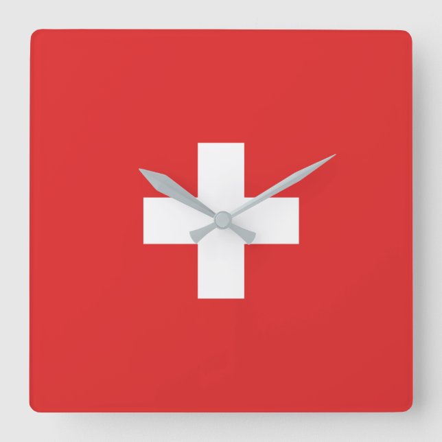 Flagga Schweiz - Schweiz - Suisse - Svizzera Fyrkantig Klocka (Framsida)