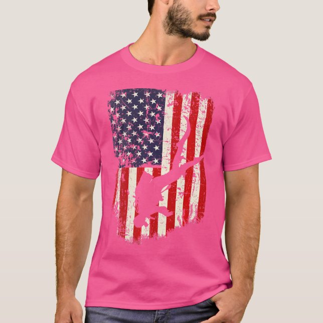 Flagga Scuba Diver Dyka American T Shirt (Framsida)