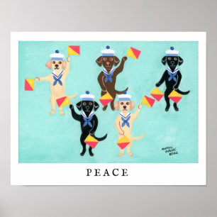Flagga Semaphore Labradors skickar ett meddelande Poster