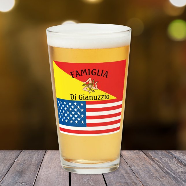Flagga Sicilien Amerikansk Flagga Glaskopp (Flag of Sicily American Flag
Sicilian American Personalized
Glass Tumbler)