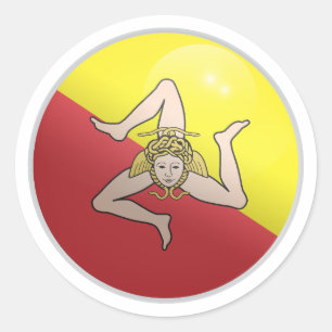 Flagga Sicilien glansig cirkel Runt Klistermärke
