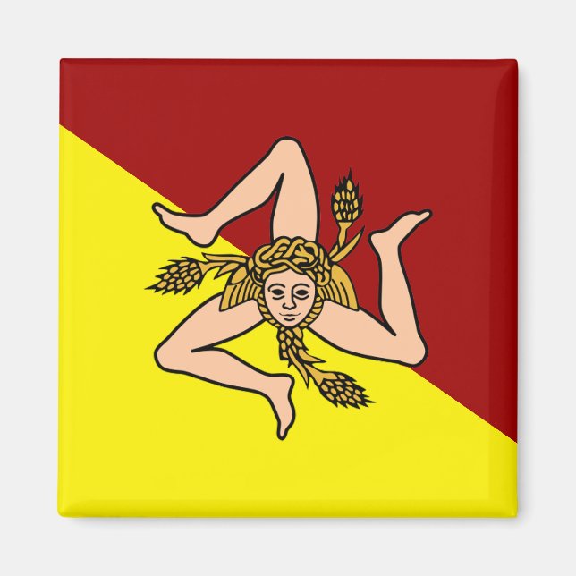 Flagga Sicilien (Italien) Magnet (Framsidan)