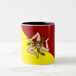 Flagga Sicilien (Sicilien) (Italien) Två-Tonad Mugg