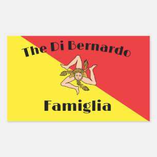 Flagga Siciliens Personlig för familjen Sicilien Rektangulärt Klistermärke