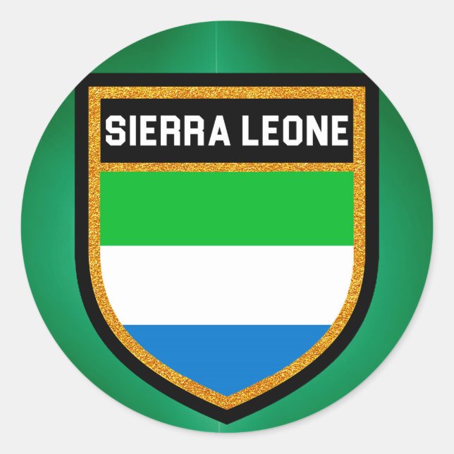 Flagga Sierra Leone Runt Klistermärke (Framsida)