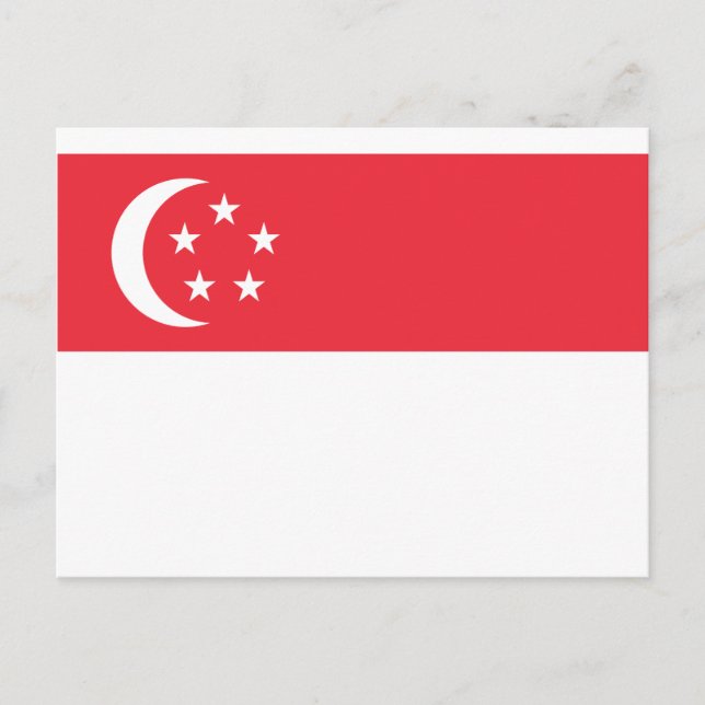 Flagga Singapore - 新 加 坡 国 旗 - Bendera Singapore Vykort (Framsida)