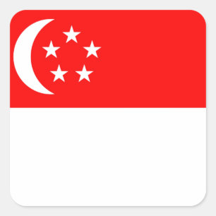 Flagga Singapore Fyrkantigt Klistermärke
