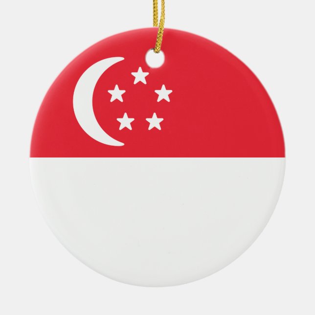 Flagga Singapore Julgransprydnad Keramik (Framsidan)