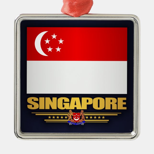 Flagga Singapore Julgransprydnad Metall (Framsidan)