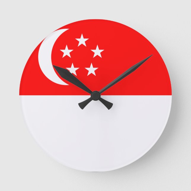 Flagga Singapore Rund Klocka (Framsida)