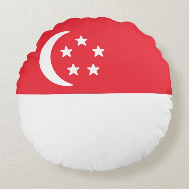 Flagga Singapore Rund Kudde (Framsidan)