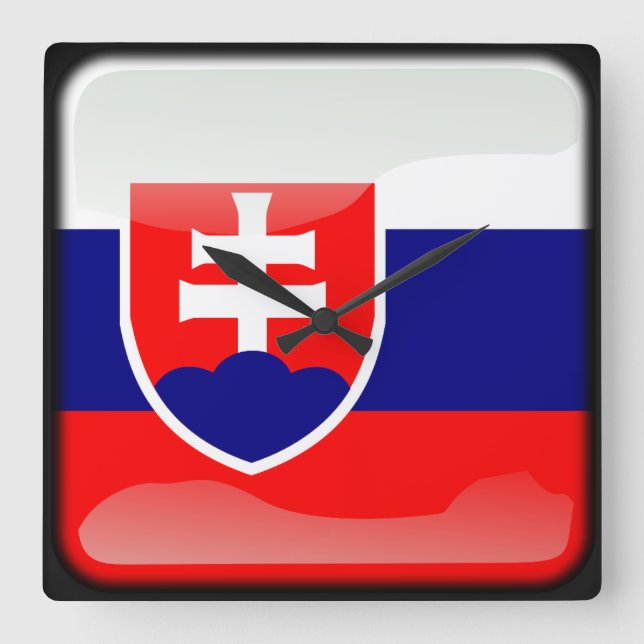 Flagga Slovakien Fyrkantig Klocka (Framsida)