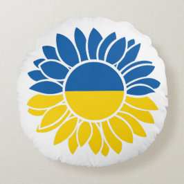 Flagga solrossolrosblomma rund kudde