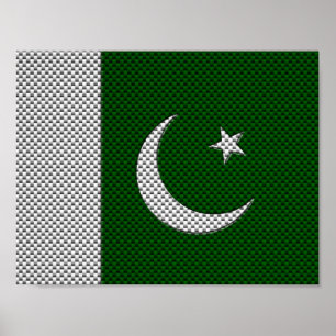 Flagga som är pakistansk med kolfiber, verkställer poster