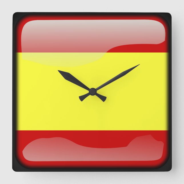 Flagga Spanien Fyrkantig Klocka (Framsida)