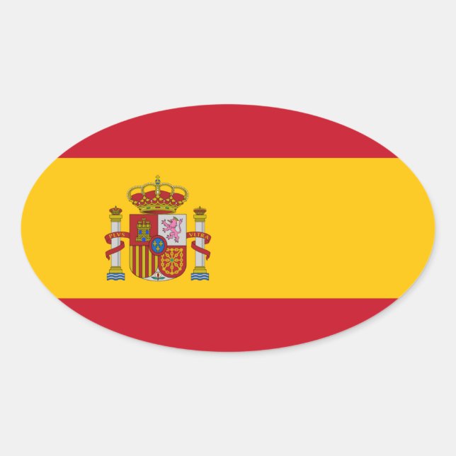 Flagga Spanien Ovalt Klistermärke (Framsida)