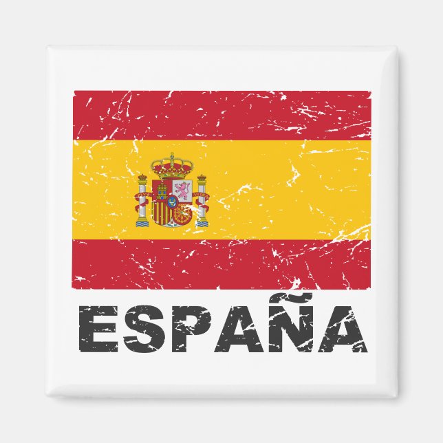 Flagga Spanien Vintage Magnet (Framsidan)