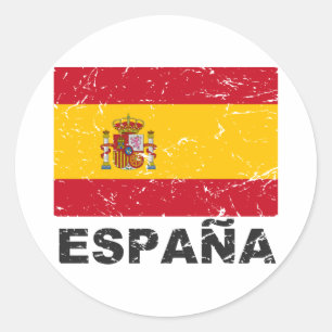 Flagga Spanien Vintage Runt Klistermärke