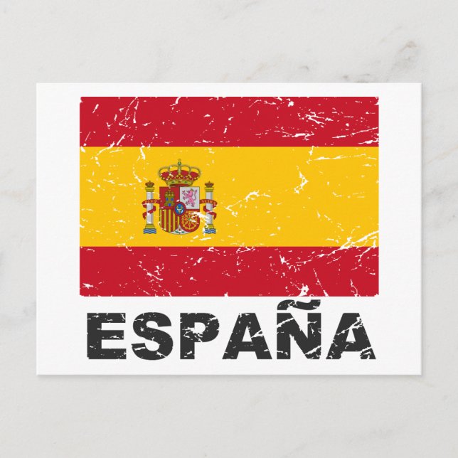 Flagga Spanien Vintage Vykort (Framsida)