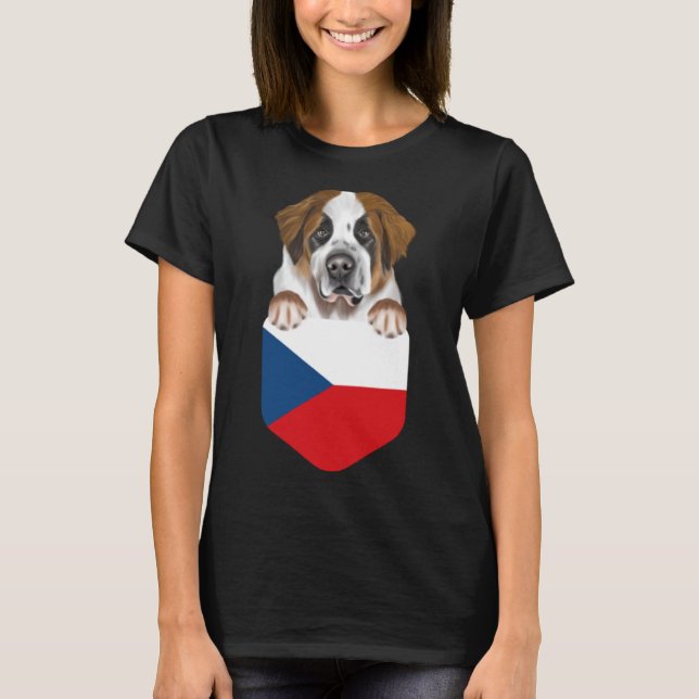 Flagga St Bernard Hund in Pocket T Shirt (Framsida)