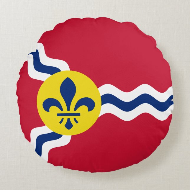 Flagga St. Louis, Missouri Round Pillow Rund Kudde (Framsidan)