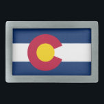 Flagga State Colorado Bälte Buckle<br><div class="desc">Colorado Statlig flagga är ett av de mer djärva och ljusa flaggor i unionen,  med sol i guld inneslutet i det röda blocket "C" på en fält av blå och vit rand. Det gör en underbar bälte-låsbild!</div>