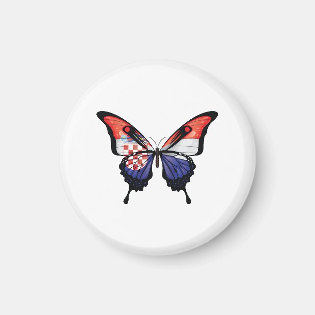 Flagga Sticker för Kroatien Swallowtail Butterfly Magnet (Framsidan)