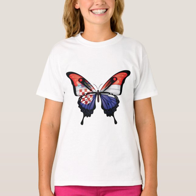 Flagga Sticker för Kroatien Swallowtail Butterfly T Shirt (Framsida)