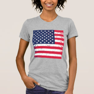 Flagga Stjärna mot T-Shirt-Patriotic T Shirt