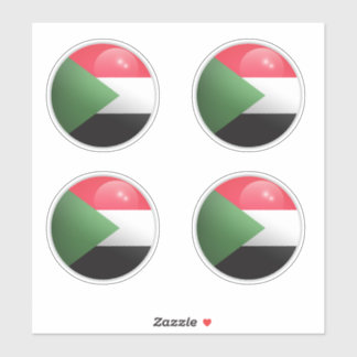 Flagga Sudan Glossy Circle Klistermärken