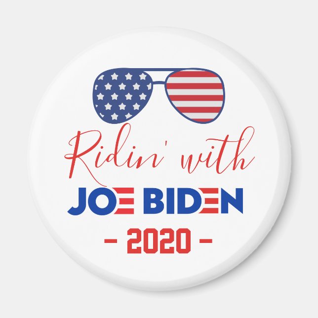 Flagga Sunglasses Ridin' with Biden Joe 2020 Magnet (Framsidan)