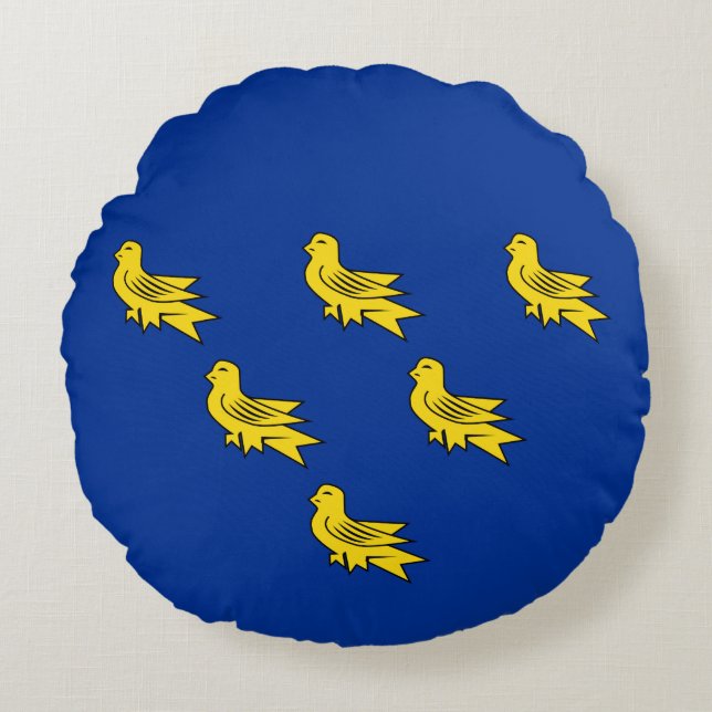 Flagga Sussex Round Pillow Rund Kudde (Framsidan)