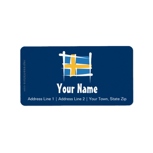 Flagga sverige Push Adressetikett (Framsidan)