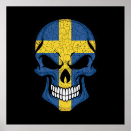 Flagga sverige Smiling Skull Poster