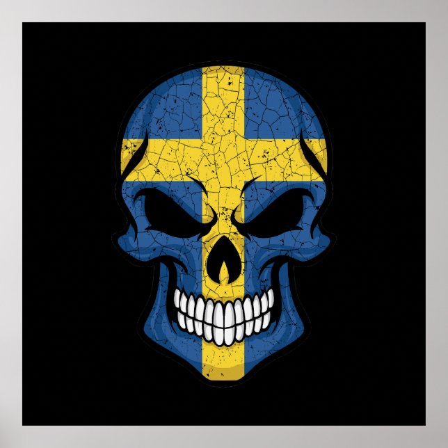 Flagga sverige Smiling Skull Poster (Framsidan)