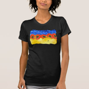 Flagga-symbol för solrosblå Gult T-Shirt