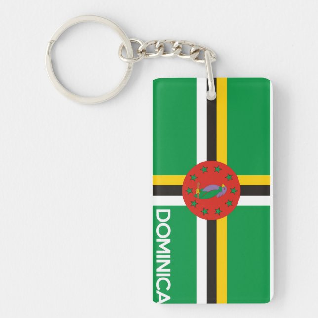 flagga-symbolen för dominica land namn nyckelring (Framsidan)