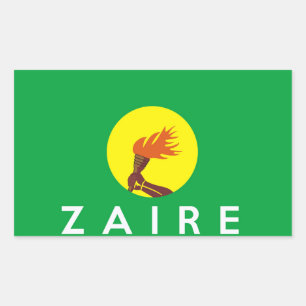 flagga-symbolen för zaire congo land namn rektangulärt klistermärke